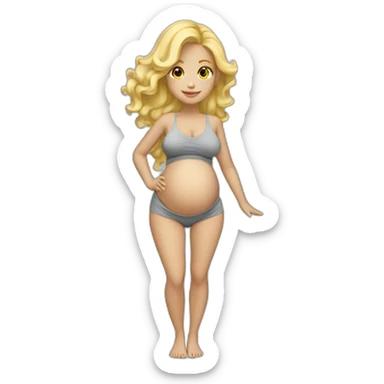 adorable pregnant blond full body women with beach-wave-hair sticker