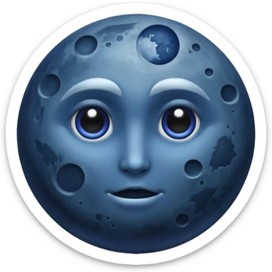 iOS emoji, dark moon, silver outline, mystical symbols, dark fantasy, smooth texture sticker