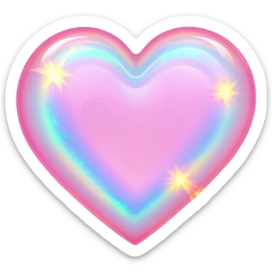 Pink heart cut opal with holographic fire effect and glowing flashes of color sticker
