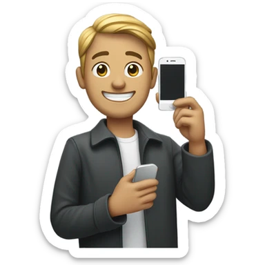 man taking a selfie in front of a grave  sticker