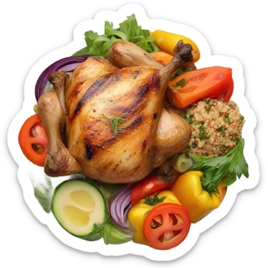 round white plate with healthy food sticker