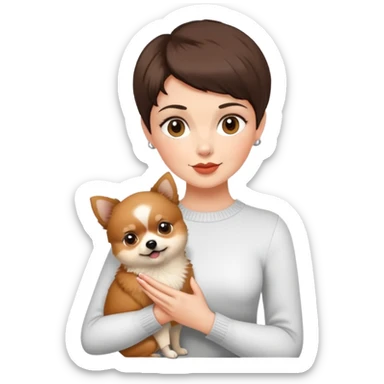 Brunette pixe haircut Holding a Pomeranian  sticker