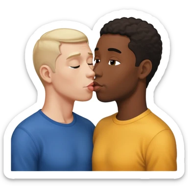 White adult male and black man making out sticker