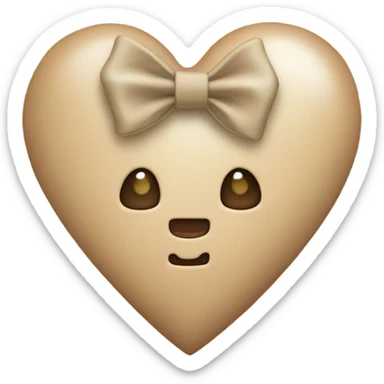 Beige heart with beige bow sticker