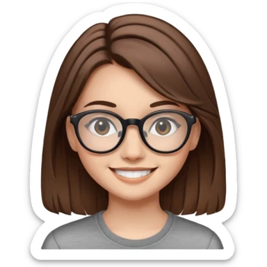 ragazzina di 16 anni castana capelli lunghi con occhiali neri  sticker