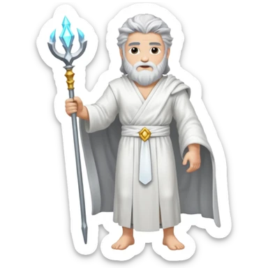 fullbody silverhair god ZEUS, white robe over shoulder sticker