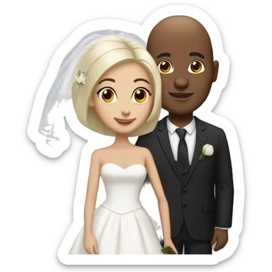 bald Black guy with marrying Latina black haired girl sticker