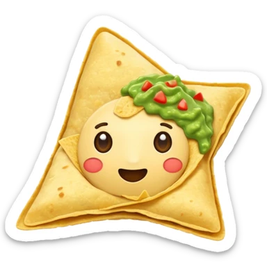 Tortilla chip with green guacamole on it  sticker