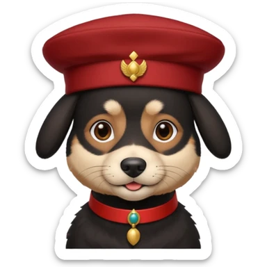 black suited dog with fes hat sticker