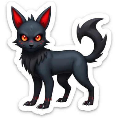 Edgy Spooky Gothic Evil Duskull-Zoroark-Umbreon-Fakémon-hybrid-creature (full body)  sticker