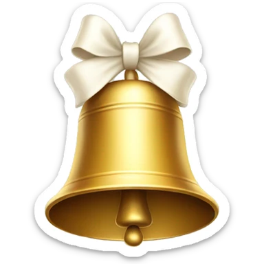 golden bell with little white bow on top sticker