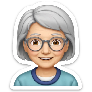 grandmother with glasses and gray hair, grizzle sticker