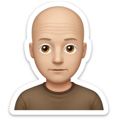 powder white skin bald man brown shirt sticker