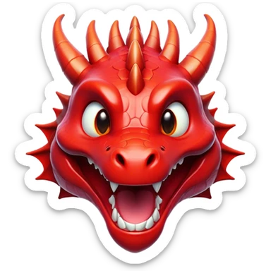 Cinematic Comical Dragon Portrait Emoji, Head tilted dramatically with an exaggeratedly amused expression, featuring a striking, glossy scaled body with bold, angular features and wide, expressive eyes filled with playful disbelief, Simplified yet hilariously expressive features, highly detailed, glowing with a slightly sassy, otherworldly glow, high shine, dramatic yet playful, stylized with an air of cheeky mythical mischief, soft glowing outline, capturing the essence of a spirited and over-the-top dragon that looks ready to breathe fire into internet fame instantly! sticker