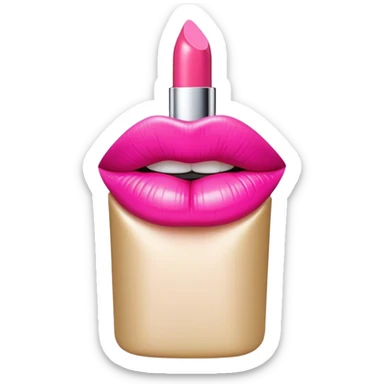 pink lipstick print sticker