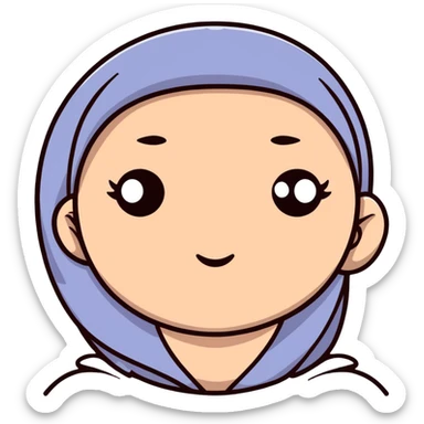 girl with narrow small eyes and big round face sticker