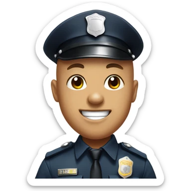 bald police officer tongue out portrait sticker
