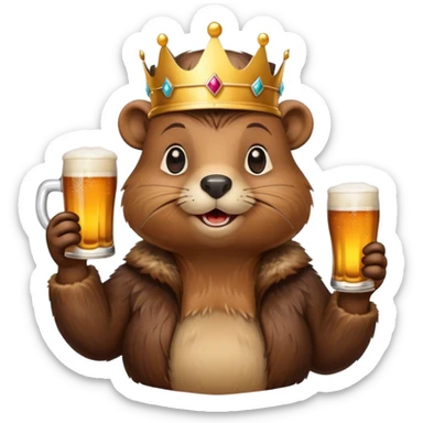 beaver with a crown on her head and a glass of beer in her hands sticker