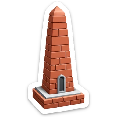 Penis shaped obelisk made of layered bricks, with dome shaped top sticker