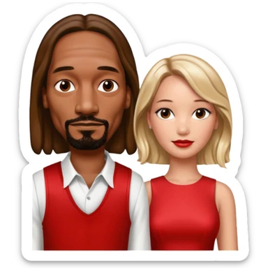  snoop dogg and Jennifer Lawrence in red dress sticker