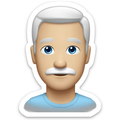 white man, blue eyes, short black hair combed to the side, square moustache  sticker