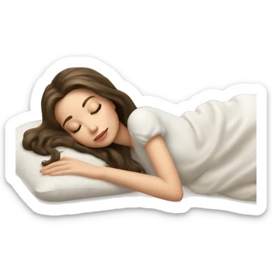 sleeping beauty brunette shoulder length hair white girl with silk pillow sticker