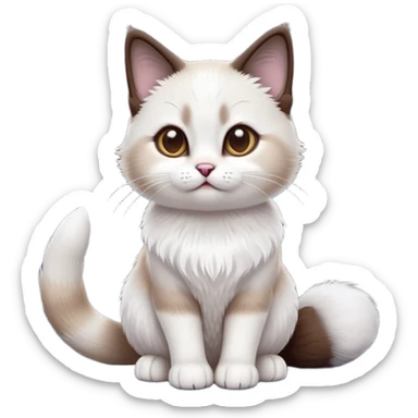 cinematic-[showshoe cat]-realistic-full-body-sitting-emoji,-tail-curled-playfully-around-its-paws,-head-tilted-dramatically,-fluffy-[snowshoe cat]-fur,-simplified-yet-realistic-focused-features,-highly-detailed,-glowing-with-an-almost-sarcastic-glow sticker