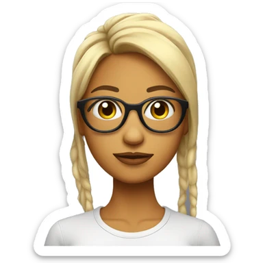 Chica de pelo largo liso con lentes de color piel sticker