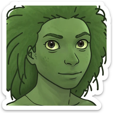 Black girl with long Afro hair and  freckles  sticker