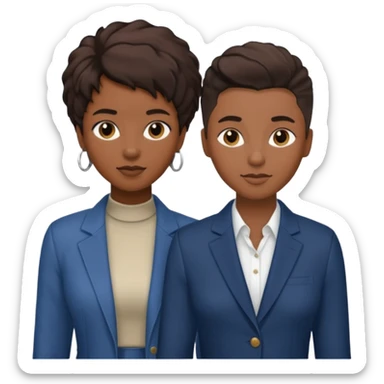 Black lesbian couple with one masculine with short hair and one feminine with long hair in stylish clothes  sticker