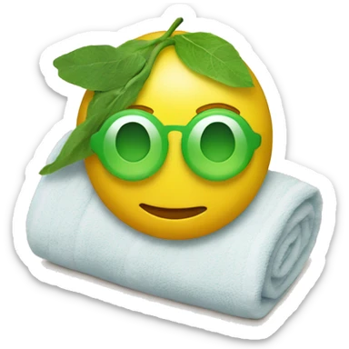 yellow emoji with cucumbers on eyes and a towel on their head relaxing sticker