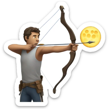 Make an emoji of a guy shooting a bow and arrow at the moon sticker