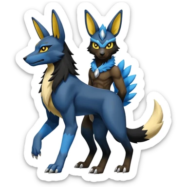 Lucario-Anubis-Umbreon-Zeraora-Fakémon-hybrid-creature (full body)  sticker