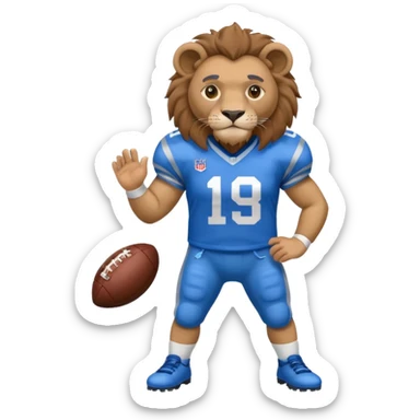 blue color lion wearing american football jersey sticker