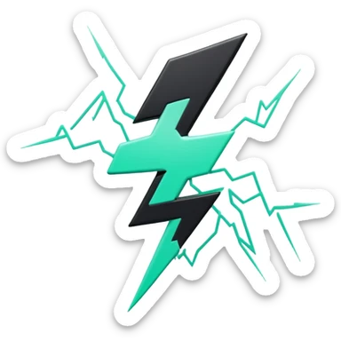 Énergie (Energy), 3D techy icon with black and mint green (#B5F4D3) color scheme, power lightning bolt with circuit patterns sticker