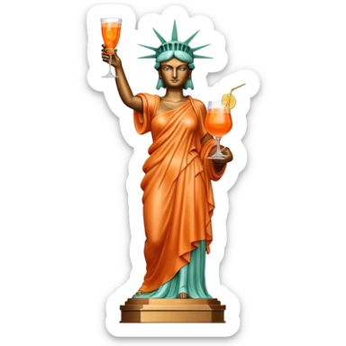 FULL BODY OF STATUE OF LIBERTY WITH AN APEROL SPRITZ COCKTAIL sticker