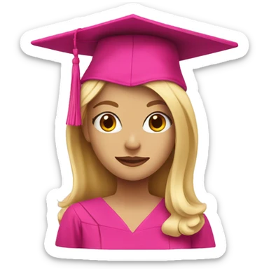 Blonde with a pink graduation cap sticker