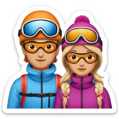 a recently marries couple skiing sticker