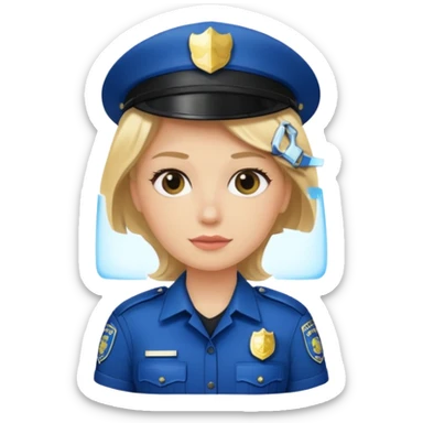 blonde police with hair clip sticker