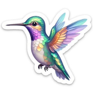 Angelic, beautiful, soft colors, hummingbird emoji sticker