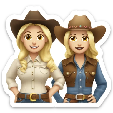 Two blonde cowgirls and one brunette cowgirl sticker