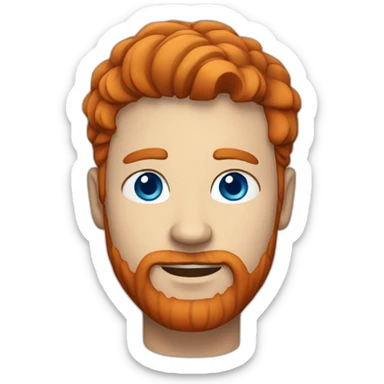 White man with short red hair and red beard with blue eyes sticker