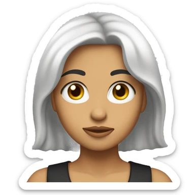 Chica blanca con pelo negro y largo con anteojos sticker