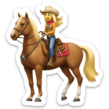 Cowgirl riding a palomino horse with western saddle  sticker