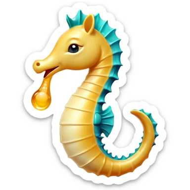 Cinematic Cute Yawning Sea Horse Portrait Emoji, Head tilted slightly with a dramatic, wide-open yawn, showcasing a slender, gracefully curved body with a softly drooping tail and sleepy, half-closed eyes, Simplified yet irresistibly adorable features, highly detailed, glowing with a soft, cozy aquatic glow, high shine, relaxed yet expressive, stylized with a dash of whimsical marine charm, soft glowing outline, capturing the essence of a drowsy yet affectionate sea horse that appears ready to stretch out for a nap! sticker