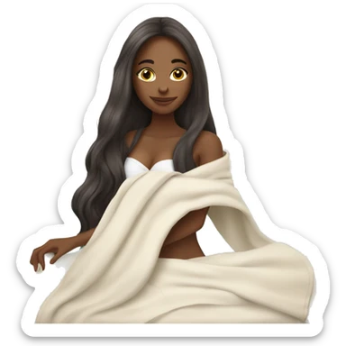 Long hair Brunette girl with spa mask relaxing with a towel on sticker