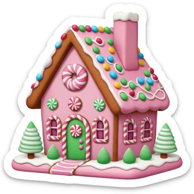 Cute pink gingerbread house sticker