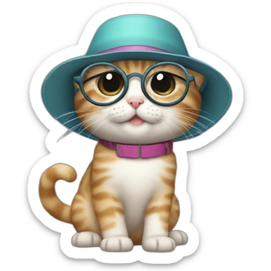 kitten with Nintendo ds with glasses and a spinning hat on sticker