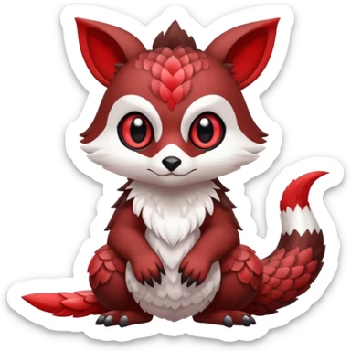 Cute cool white red dark-brown animal hybrid Fakemon full body sticker