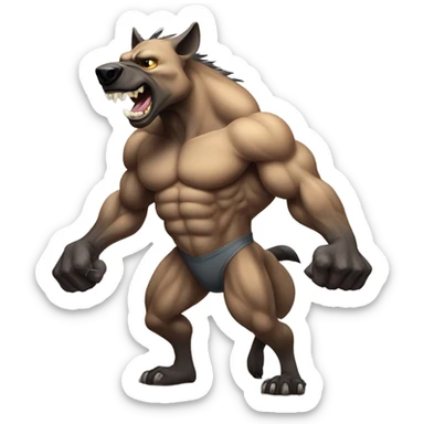 Strong bodybuilding Hyena flexing body sticker